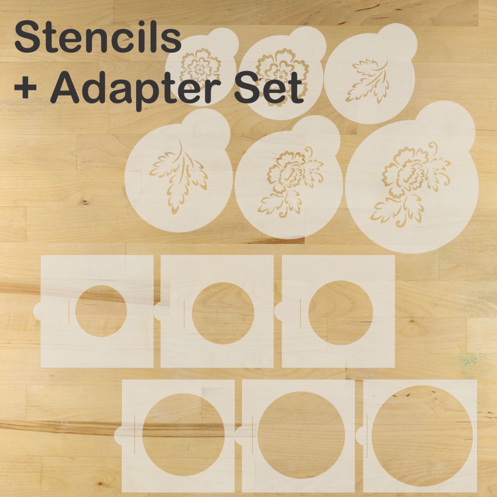 Brush Embroidery Flower Round Cookie Stencil Set by Designer Stencils