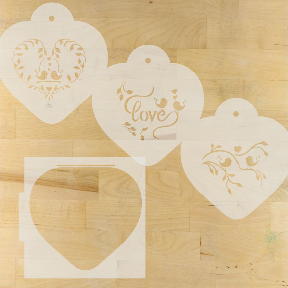 Love Birds Heart Shaped Cookie Stencil Set by Designer Stencils