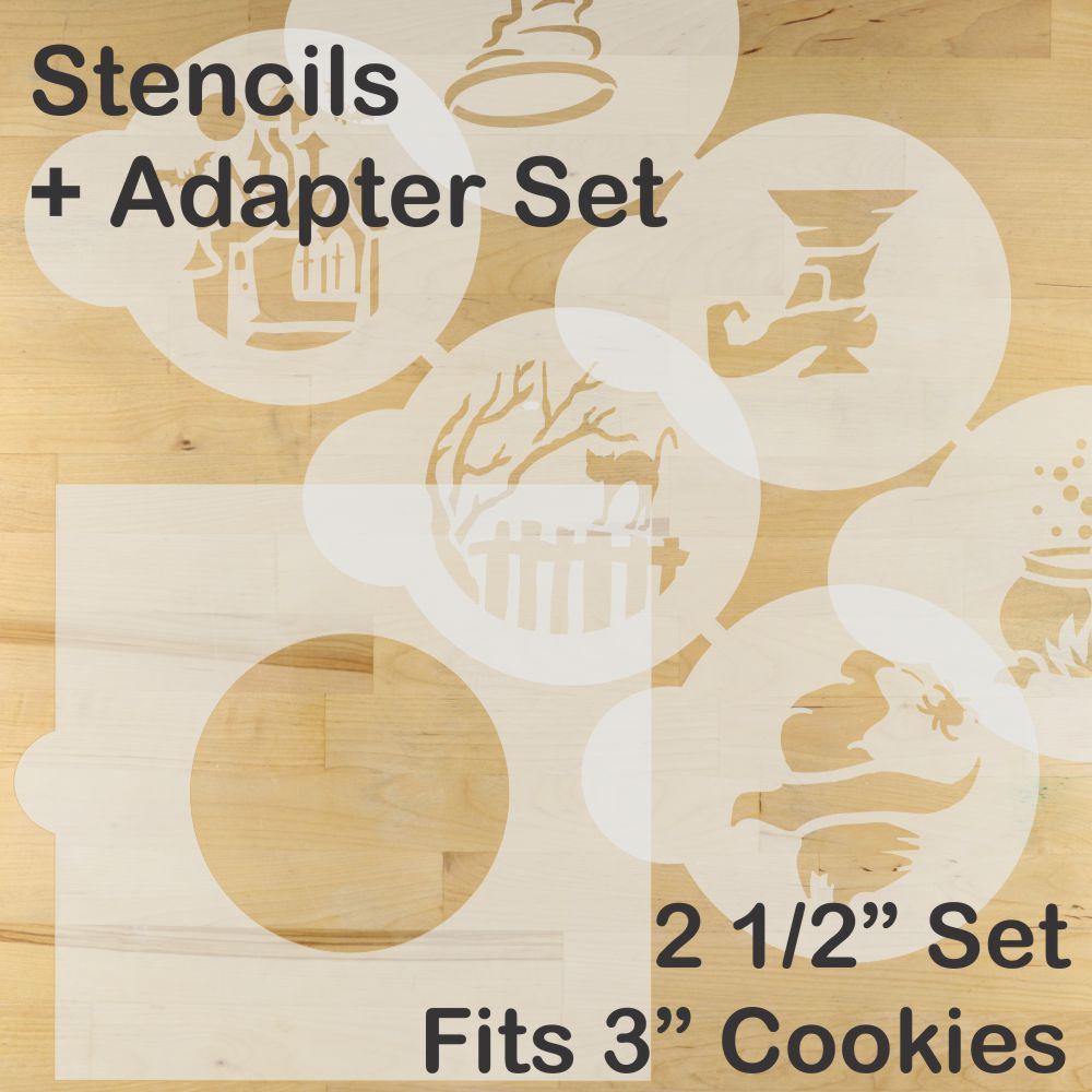 Witchy Halloween Round Cookie Stencil Sets by Designer Stencils