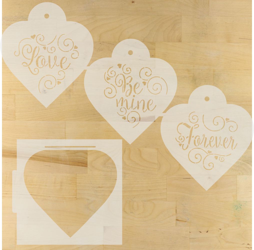 Love Be Mine Forever Heart Shaped Cookie Stencil Set by Designer Stencils