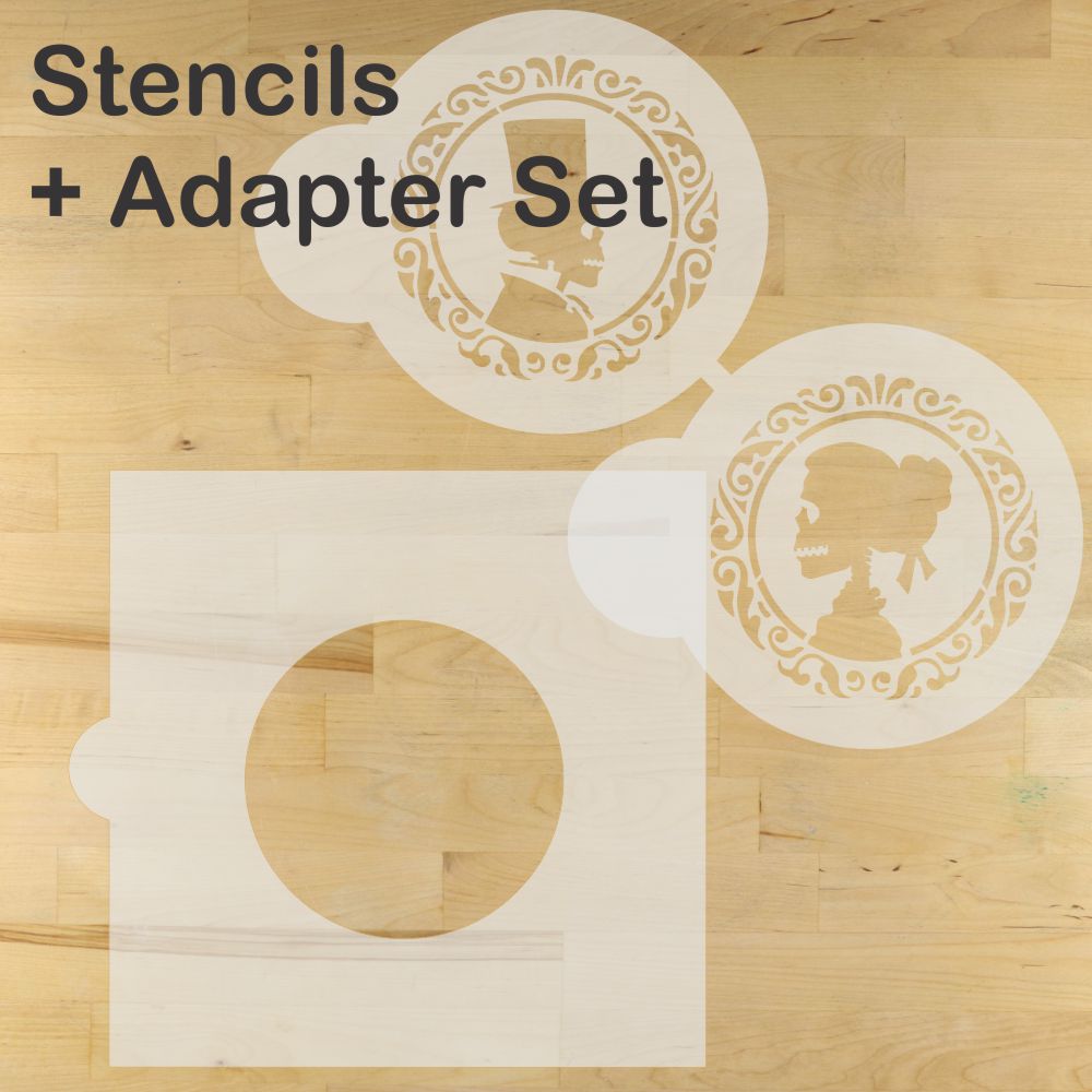 Skeleton Couple Round Cookie Stencil Set by Designer Stencils