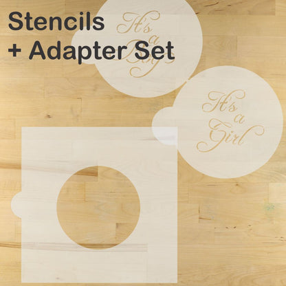 Script It's a Boy and Girl Round Cookie Stencil Sets by Designer Stencils