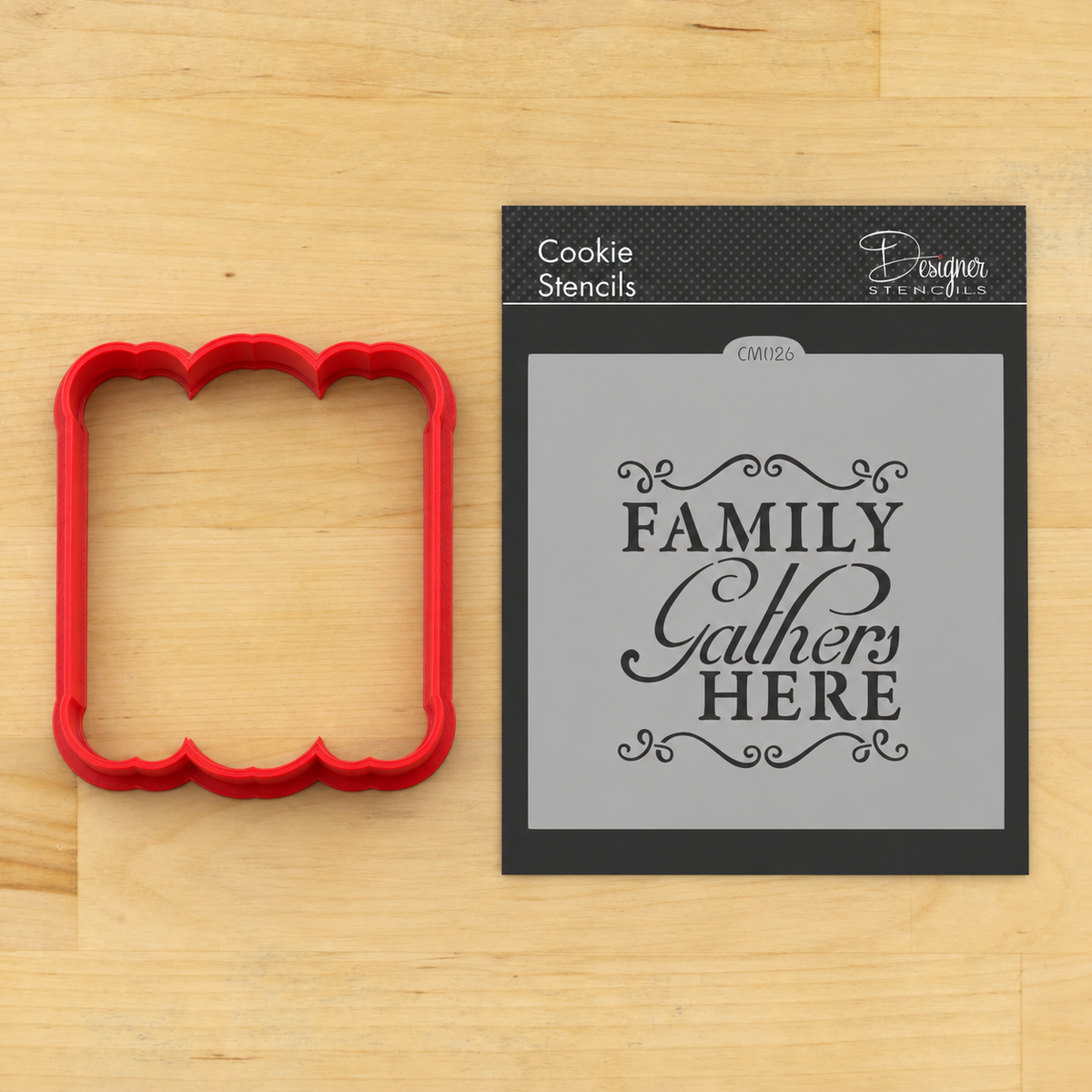 Family Gathers Here Cookie Stencil by Designer Stencils