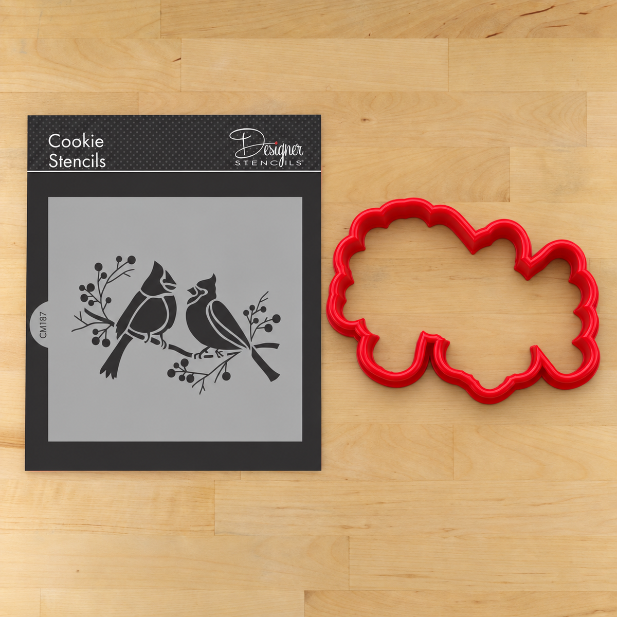 Cardinals on Branch Cookie Stencil by Designer Stencils