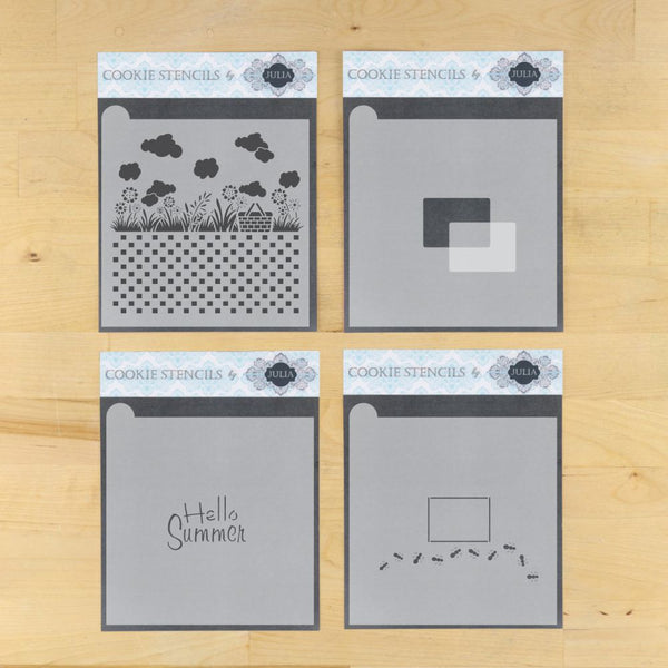 Summer Picnic Prettier Plaques Cookie Stencil 5 Pc Set