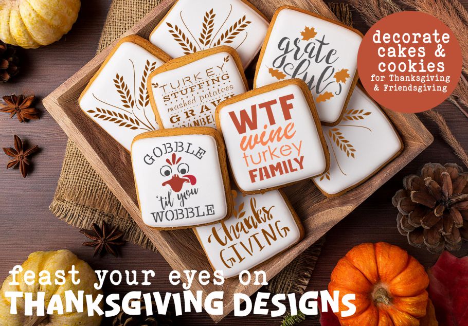 Thanksgiving cookie stencils for decorating cookies for Thanksgiving and Friendsgiving