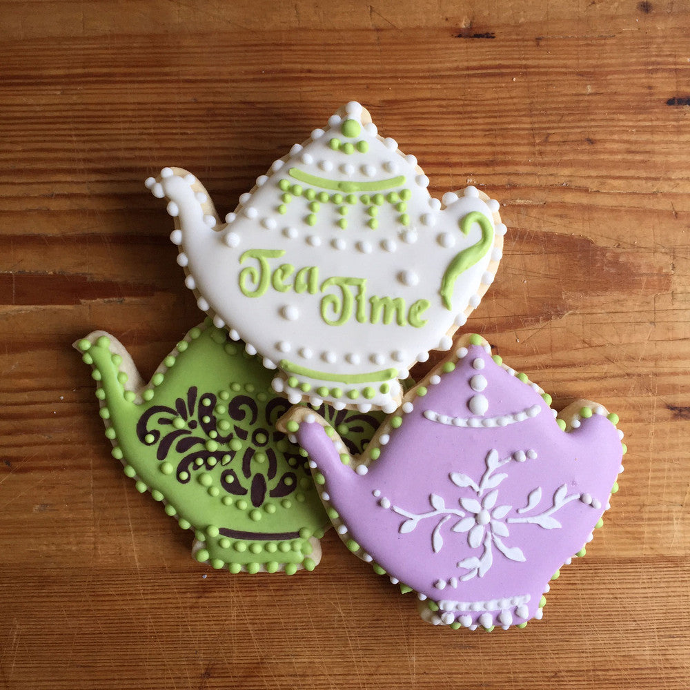 Teapot for Tea Time Cookie Stencil and Cutter Set Cookies