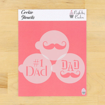 Father's Day Round Cookie Stencil 3 Pc Set