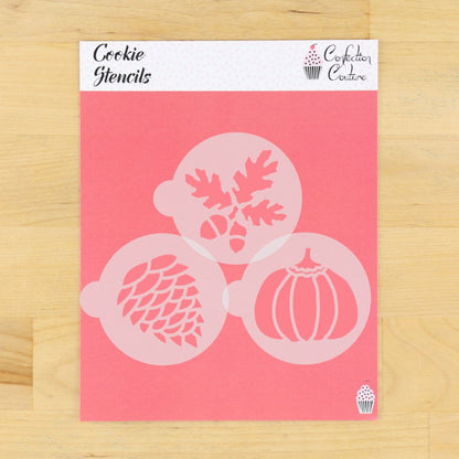 Autumn Round Cookie Stencil 3 Pc Set
