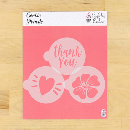 Thank You Round Cookie Stencil 3 Pc Set