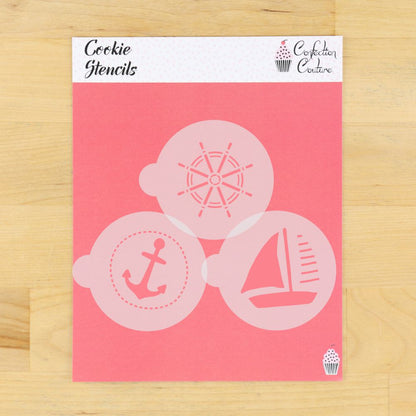 Nautical Round Cookie Stencil 3 Pc Set