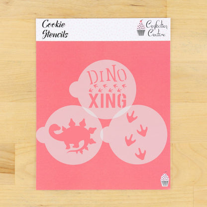 Dinosaur Round Cookie Stencil 3 Pc Set