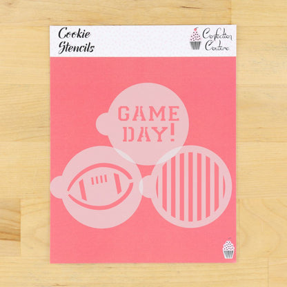 Football Round Cookie Stencil 3 Pc Set