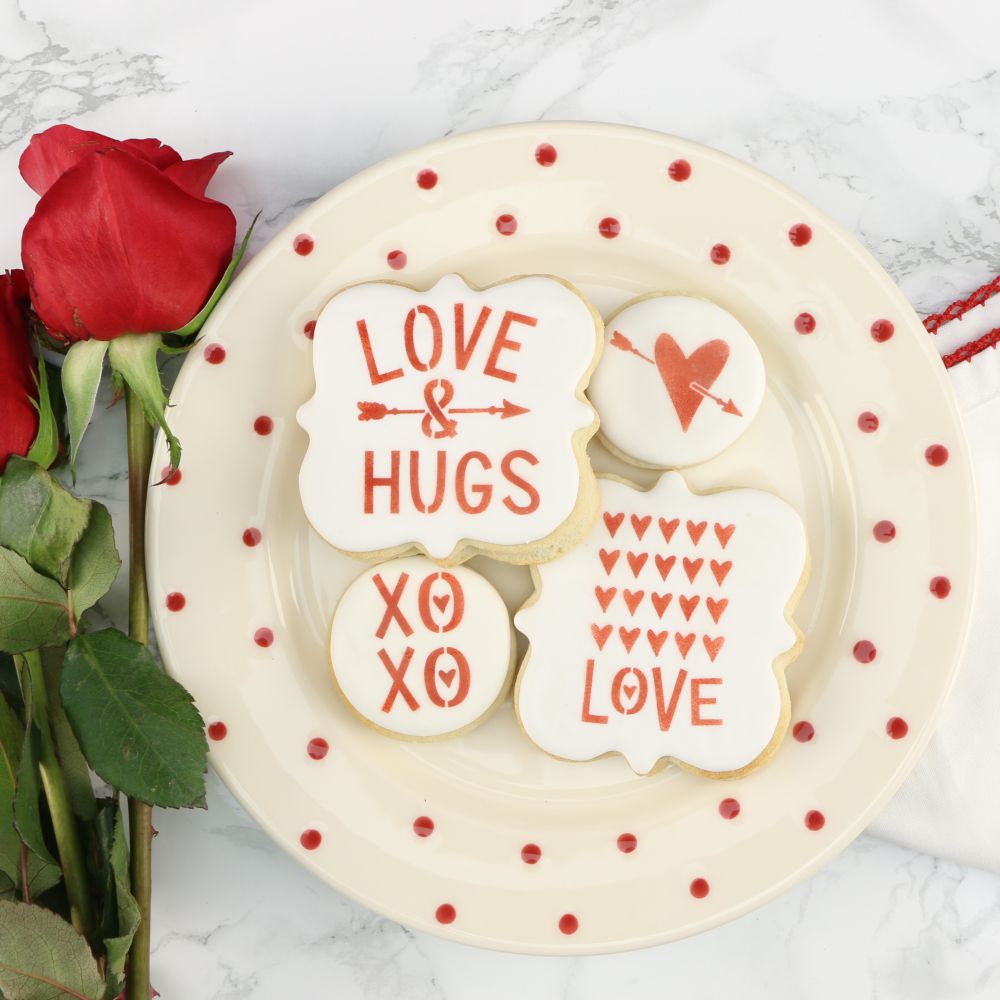  6x6in Hearts Love Cookie Stencils for Royal Icing