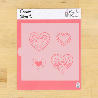 Paper Hearts Cookie Stencil