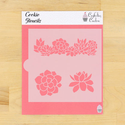 succulent stencil Succulents Stencil for Cookies 3 Designs / 1 Sheet