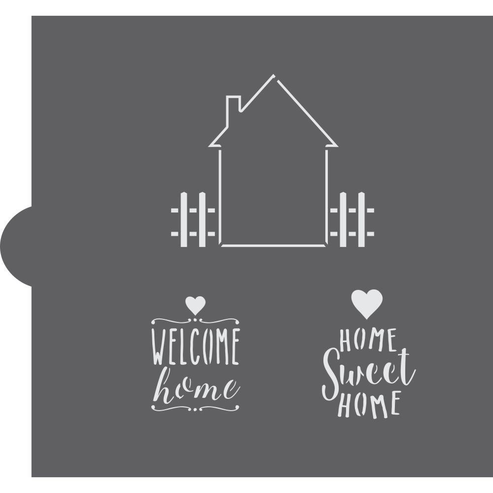 Home Sweet Home Message & Frame Stencil for Cookies – Confection