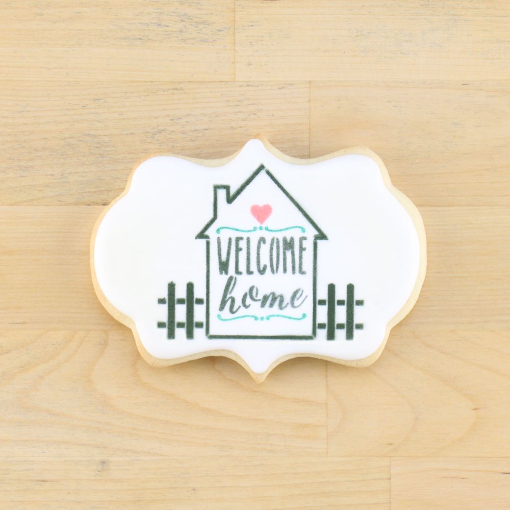 Home Sweet Home Message & Frame Stencil for Cookies – Confection