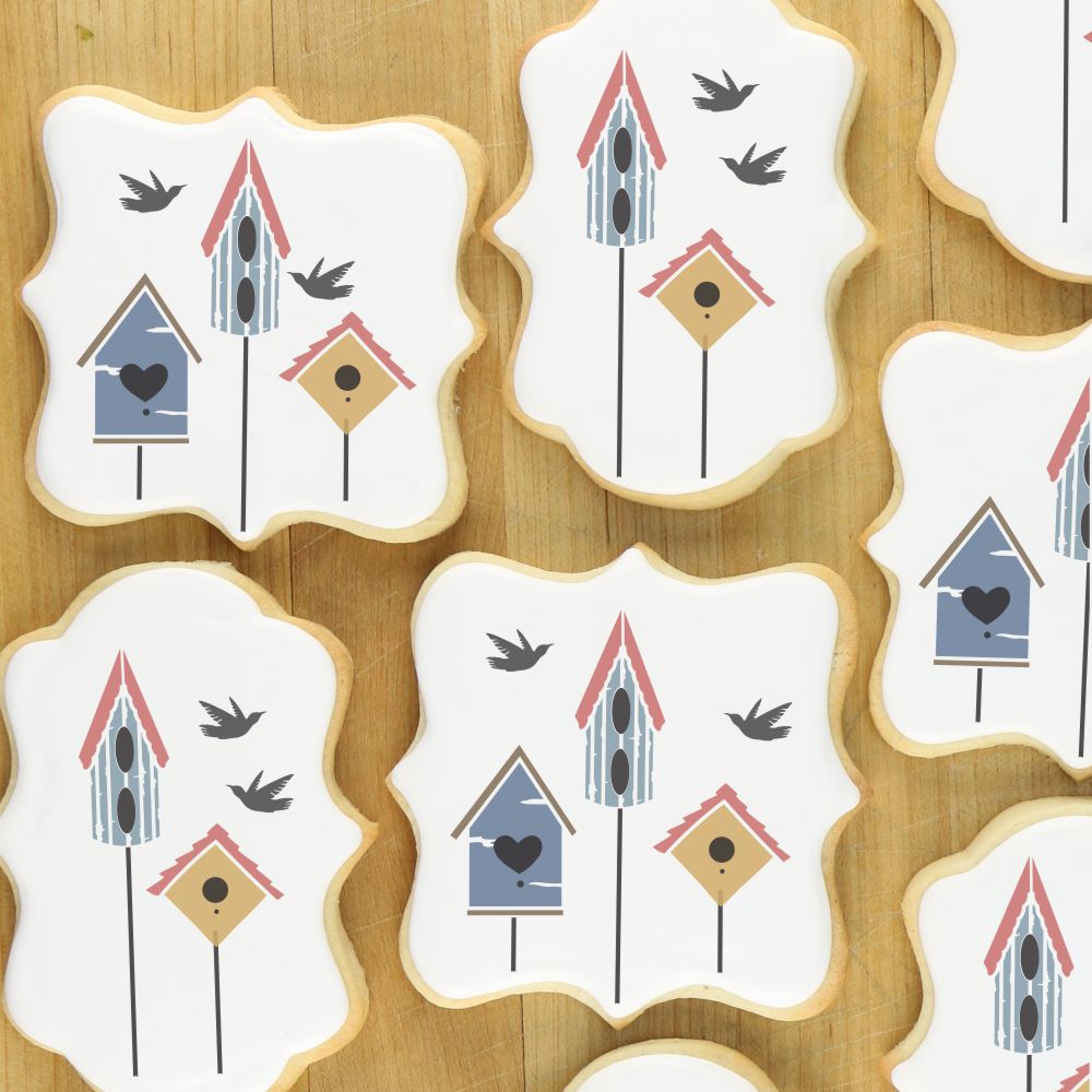 Bird Houses Cookie Stencil