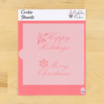 Script Style Christmas Messages Cookie Stencil