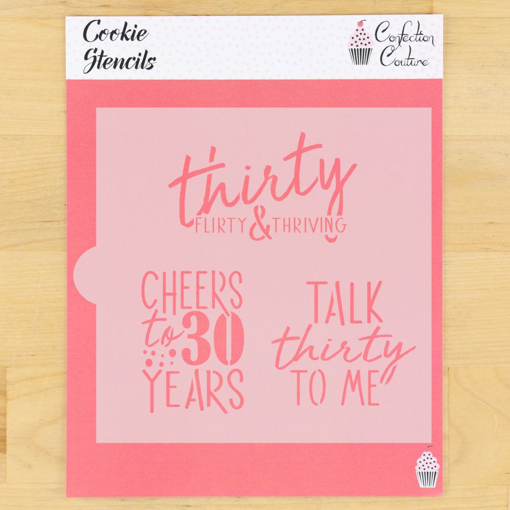 Talk Thirty to Me Stencil for Cookies – Confection Couture Stencils