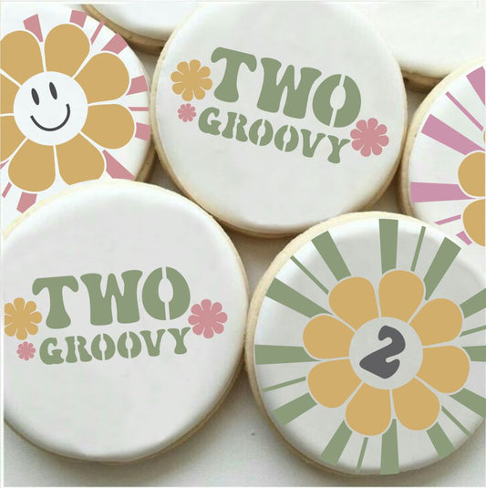 second birthday cookies with Two Groovy Theme