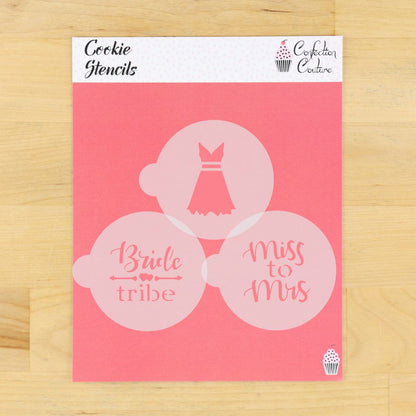 Bride Tribe Round Cookie Stencil 3 Pc Set