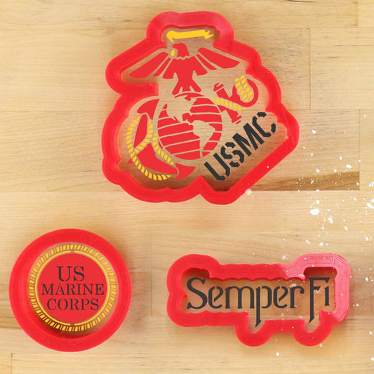 Semper Fi Cookie Stencil Set With Cookie Cutters