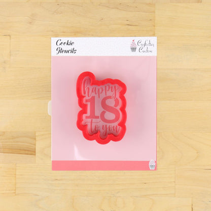 Happy 18 Birthday Cookie Stencil with a Matching Cookie Cutter for 18th Birthday