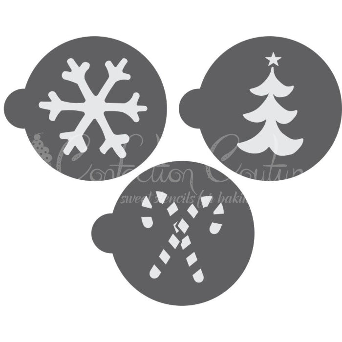 Snowflake Cookie Stencil Set  Winter Cookie Stencils - bakeartstencils
