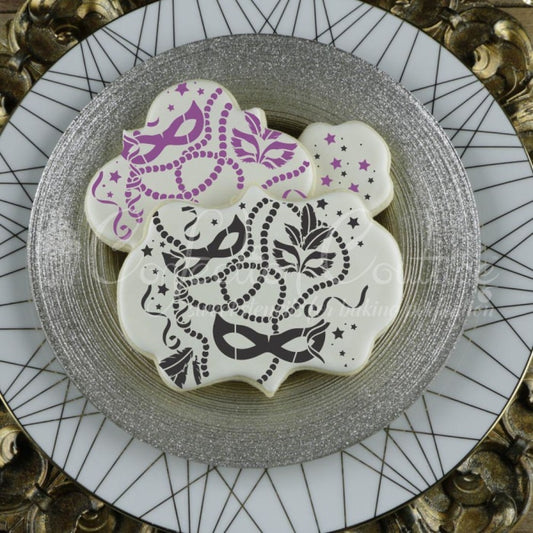 Mardi Gras Background Cookie Stencil Accents