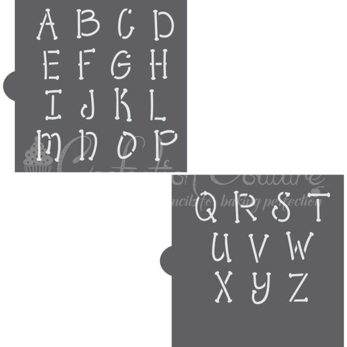 Amaretti Script Alphabet Cookie Stencil Set Monogram Stencil 